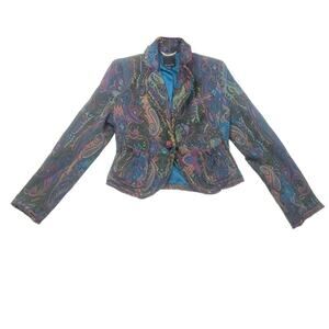 The Limited Blazer Size 6 Multicolor Paisley Textured Trim Artsy Wool Blend
